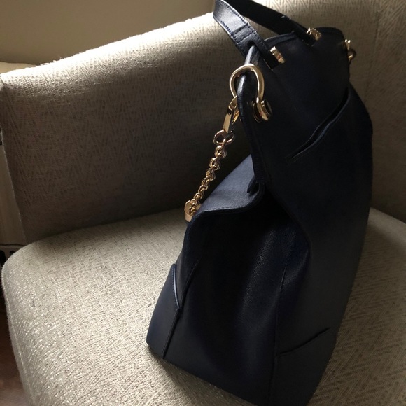 Furla Piper LG Leather Top Handle Bag Indigo Blue - Picture 2 of 8